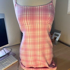 Brandy Melville pink and white dress in plaid